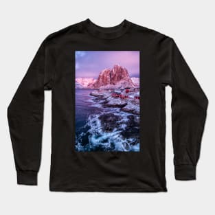 Pink Dawn Over the Swirling Sea Long Sleeve T-Shirt